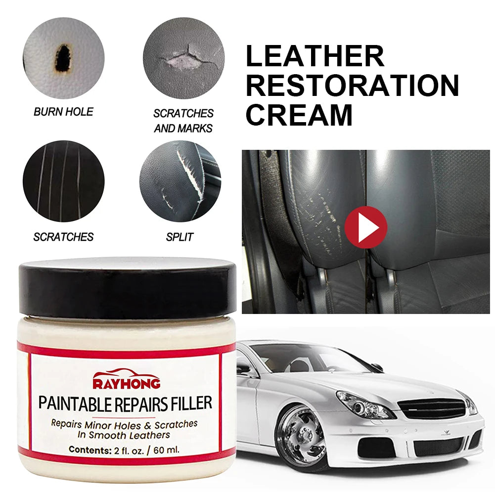 60ml Leather Filling Paste Natural Leather Filler Repair Compound Leather Restoration Cream Car Leather Conditioner Cleaner Peaceful Pleasures Health and Wellness
