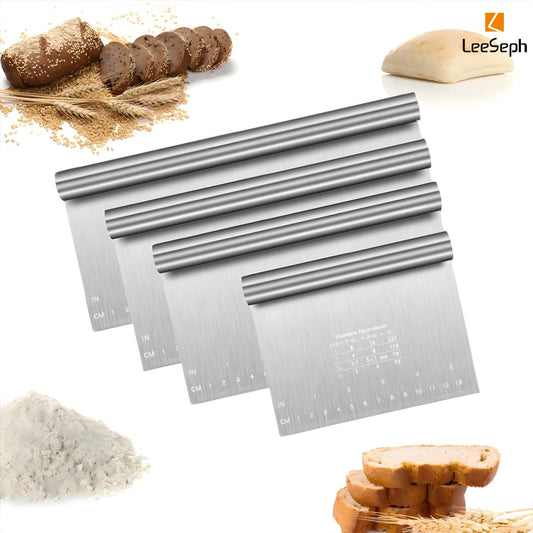Leeseph 1PC Dough Scraper/Cutter/Chopper Stainless Steel Polished with Measuring Scale, Multipurpose- Cake, Pizza Cutter Peaceful Pleasures Health and Wellness