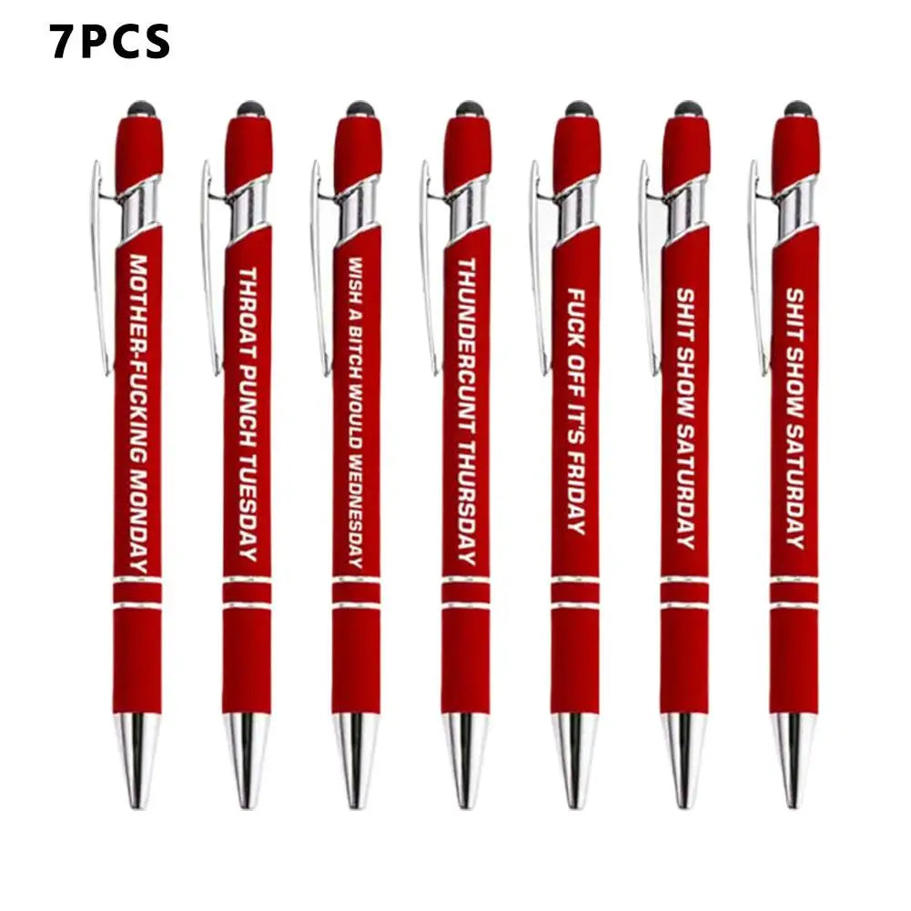 Fun Stress-Relieving Daily Quotes Metal Plastic Ballpoint Pen Set Smooth Writing Office School Supplies Creative Stationery Kit Peaceful Pleasures Health and Wellness C