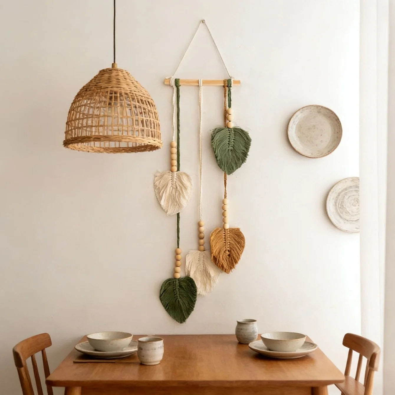Handmade Macramé Woven Leaf Wall Hanging | Boho Tapestry Decor Macramé Wall Hanging Peaceful Pleasures Health and Wellness