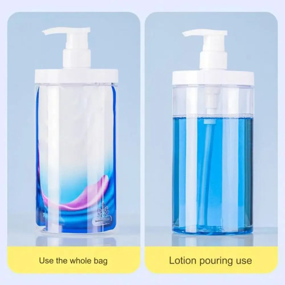 Large caliber Laundry detergent packaging press bottle 500/1000ml Refillable square clear foam pump Shower Soap bottle container Peaceful Pleasures Health and Wellness