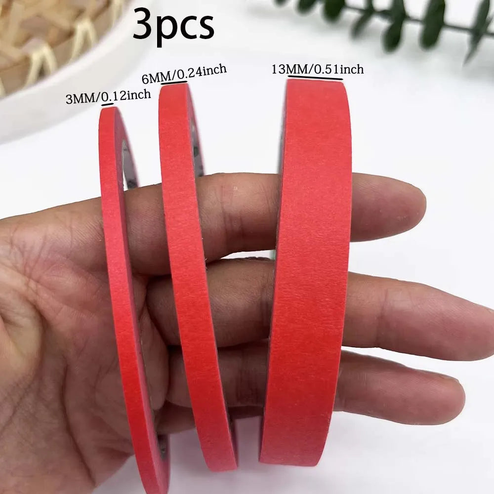 Red Masking Tape 3/6 Pack – Painters Bulk Craft Tape 8mm