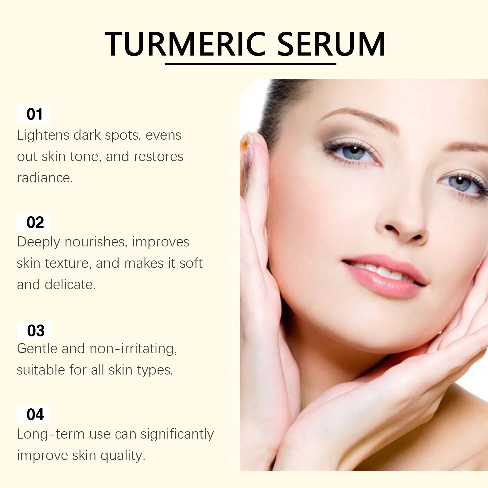 Turmeric Face Serum Shrink Pore Light Dark Spots Even Skin Tone Cream Oil Control Reduce Melanin Nourishing Rejuvenation Essence Peaceful Pleasures Health and Wellness