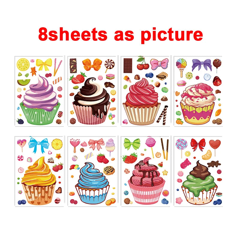 Puzzle Assemble Birthday Cake Stickers Sheets Kids Children Party