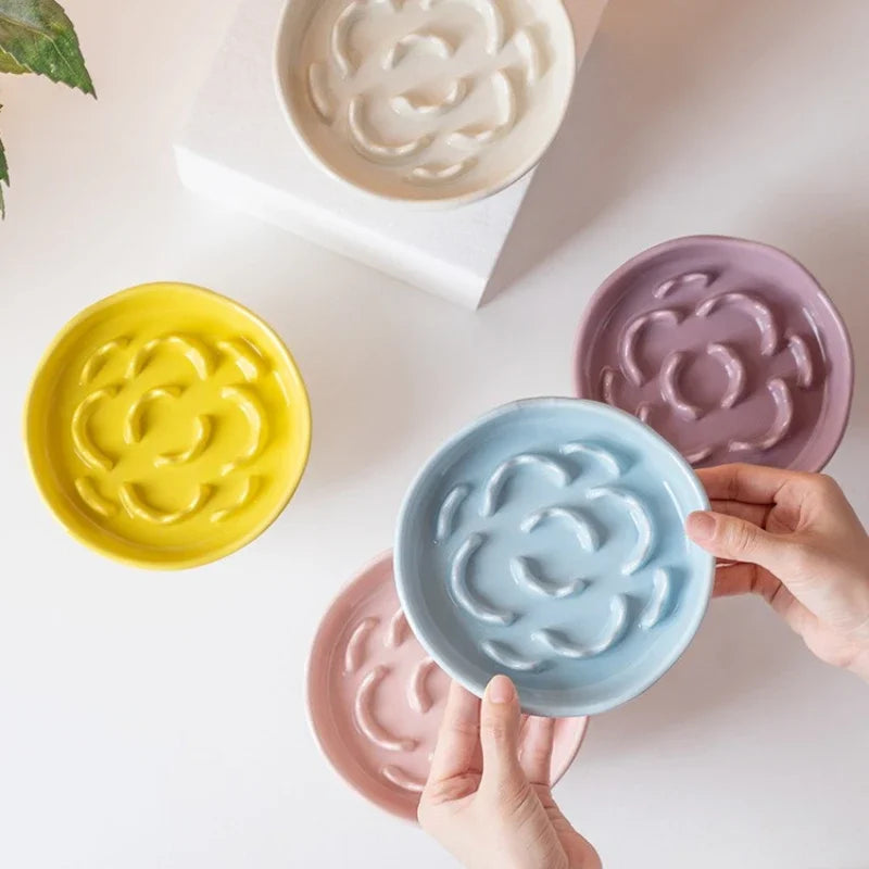 Ceramic Slow Food Bowl High Footed Cat Bowl Neck Protection Bowl Not Easy To Knock Over Dog Anti Choking Bowl Slow Food Bowl New Peaceful Pleasures Health and Wellness