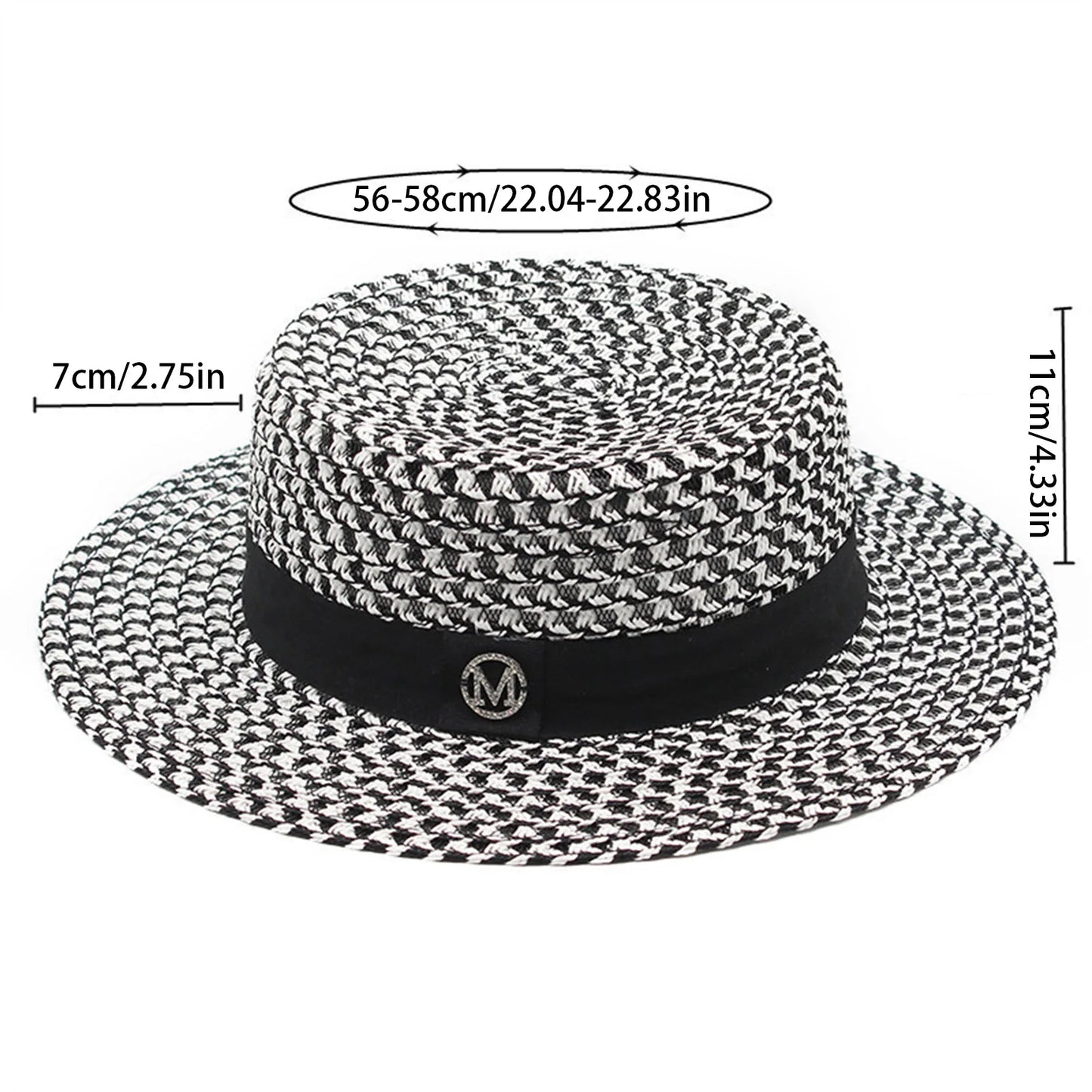 Women's Summer Straw Sun Hat French Style Knitted Straw Hats Sun Shade Hat Perfect Gift for Birthday Holiday Peaceful Pleasures Health and Wellness