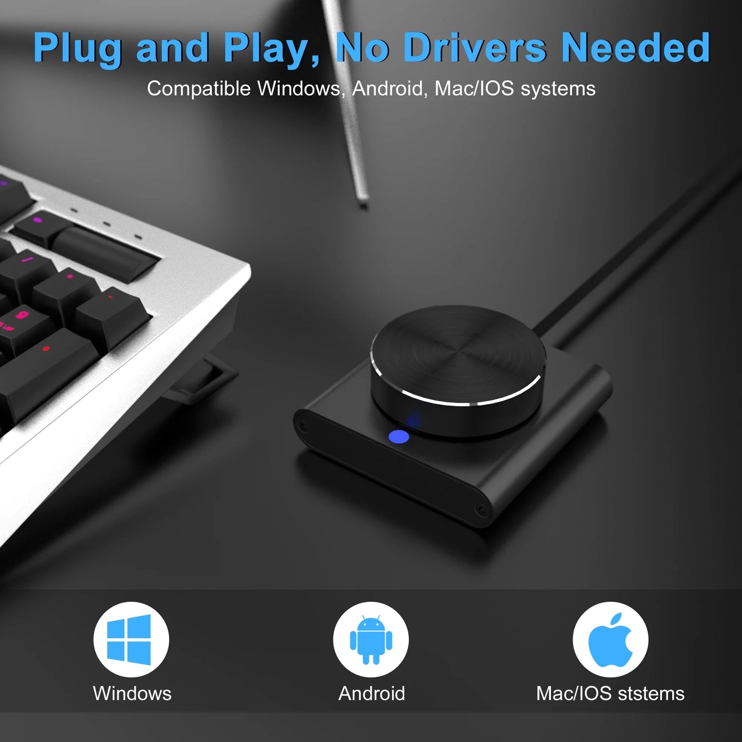 USB Volume Control Knob 2 Modes Multimedia Controller PC Computer Speaker Audio Volume Controller for Windows/Android/Mac IOS Peaceful Pleasures Health and Wellness
