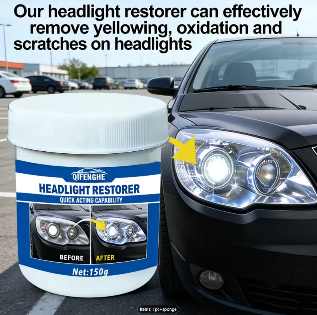 Headlight Restoration Paste – Removes Oxidation, Haze & Yellowing