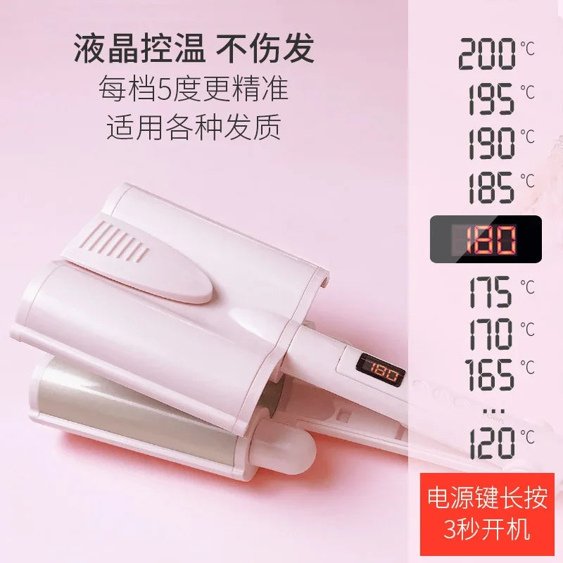 Automatic 3 Barrels LED Display Hair Styler Tools Ceramic Deep Wavy Curler Big Wave Curling Iron Egg Rolls Peaceful Pleasures Health and Wellness