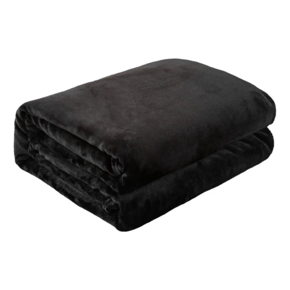 Solid Color Flannel Blanket – Soft Thickened Polyester Throw