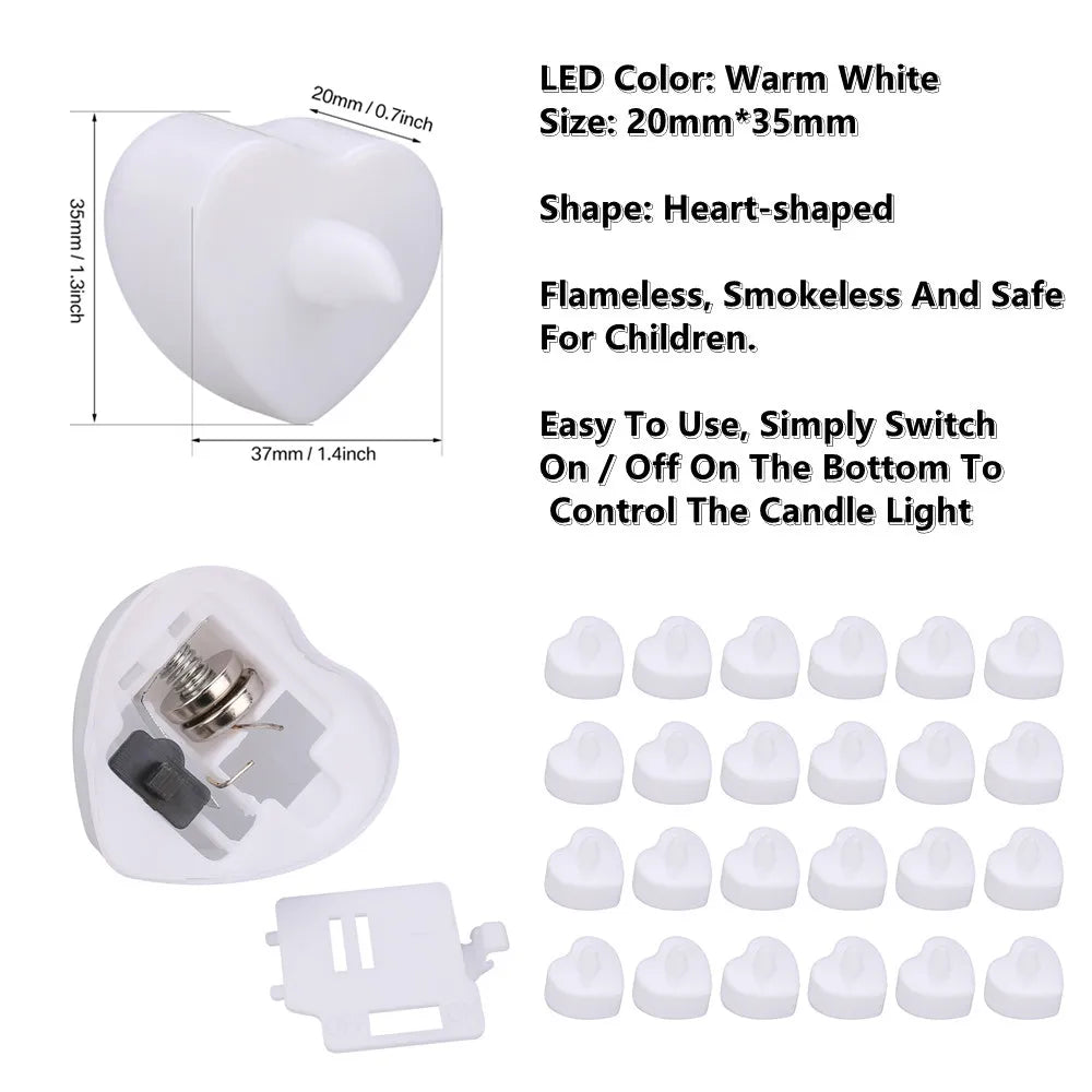 Heart Shaped LED Candles Flameless with Artificial Rose Petal Romantic Love Tea Lights for Night Light Anniversary Wedding Table Peaceful Pleasures Health and Wellness