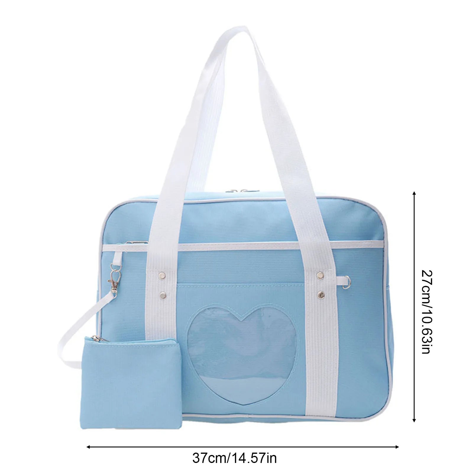 JK Uniform Style Tote Bag Anime Design Sweetheart Pattern Cute School Bag for Girls Lightweight Durable Synthetic Fiber Daily Peaceful Pleasures Health and Wellness