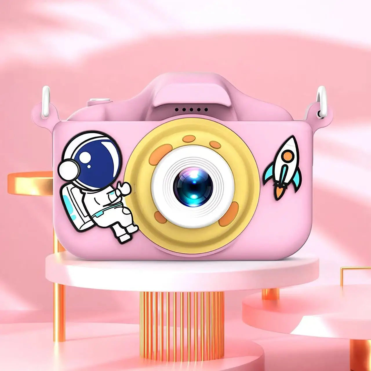 Mini Kids Digital Camera HD Dual Lens Children Camera Take Photo Video Recording Cartoon Toy Camera Festival Gift for Girls Boys Peaceful Pleasures Health and Wellness Pink Astronaut