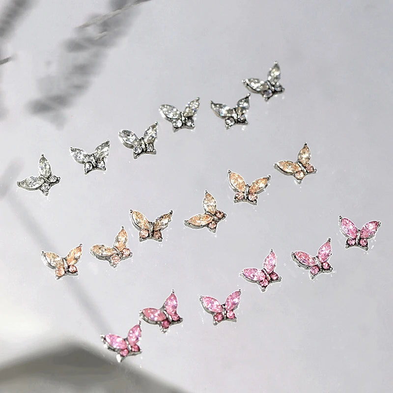 10PCS 3D Mini Crystal Butterfly Nail Art Charms Jewelry Parts Accessories Luxury Alloy Nails Decoration Rhinestones Supplies Peaceful Pleasures Health and Wellness