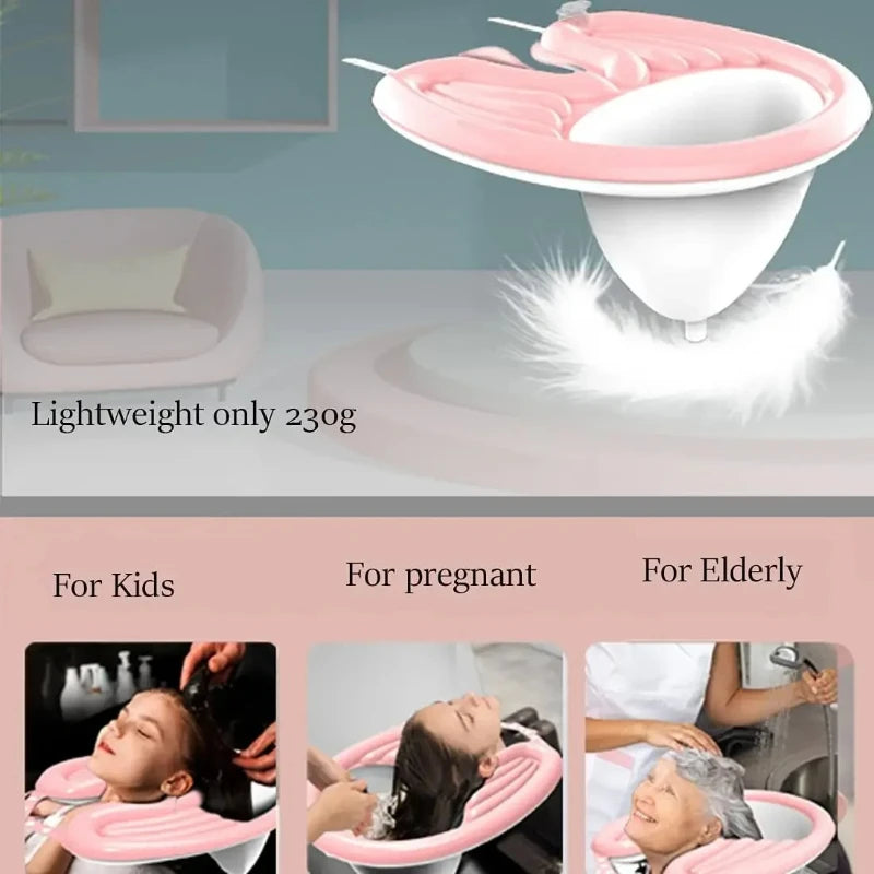 Portable Inflatable Hair Wash Basin for Adult Postpartum Pregnant Women Elderly Patients Child Household Hair Care Wash Basin Peaceful Pleasures Health and Wellness