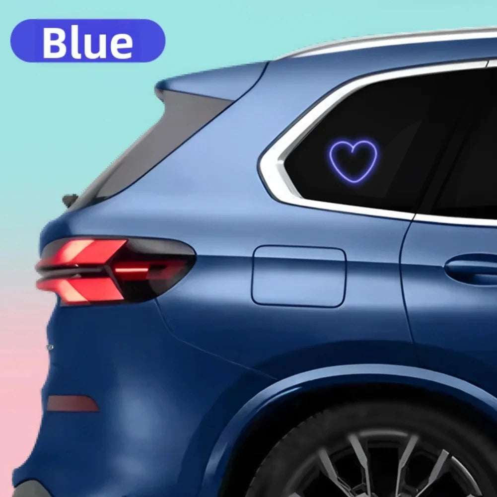 Solar-Powered Led Car Window Neon Lights - Heart-Shaped Rgb-Free Color-Changing Interior Wiring Free Atmosphere Light Peaceful Pleasures Health and Wellness