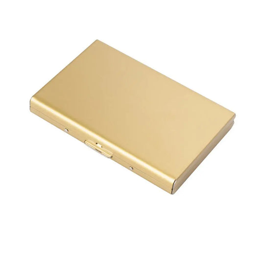 RFID Blocking Card Holder – Slim Metal Business Card Case RFID Card Holder Peaceful Pleasures Health and Wellness gold