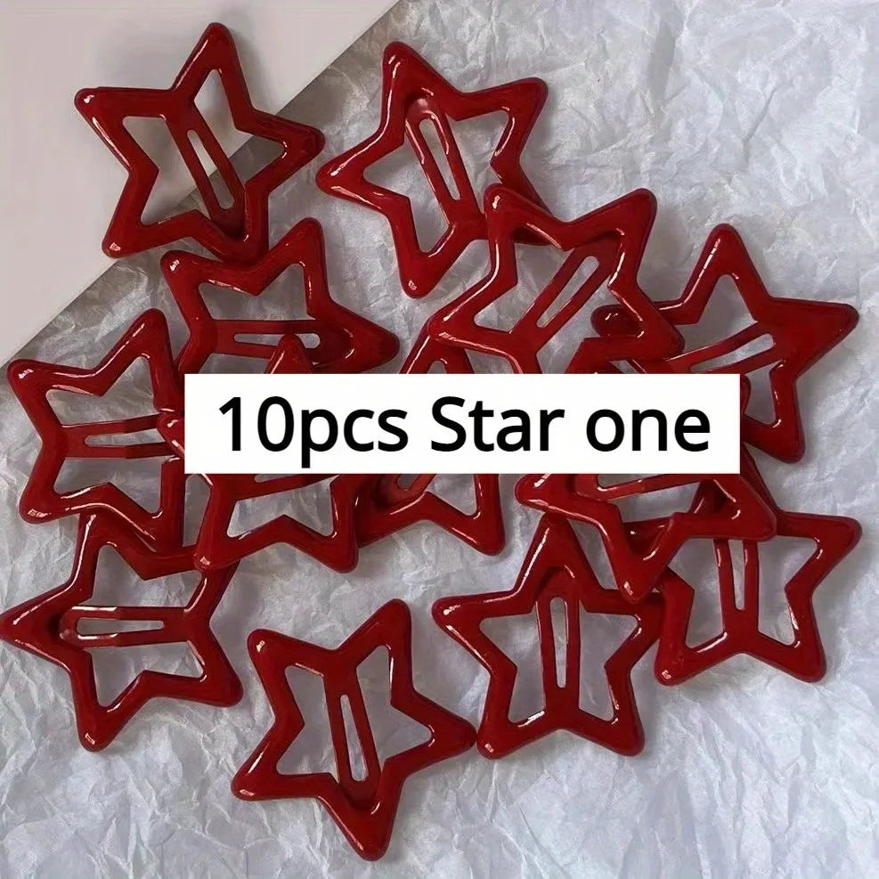 10 Elegant Alloy Hair Clips – Star & Water Drop Styles Peaceful Pleasures Health and Wellness Stars -10 pieces China Mainland
