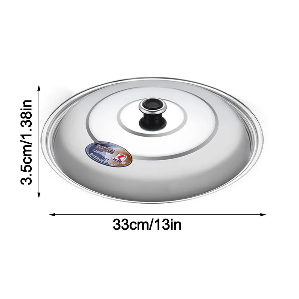 30-42cm Wok Pot Lid Universal Stainless Steel Kitchen Food Lid Thickened Reusable Frying Pan Cover Restaurant Kitchenware Peaceful Pleasures Health and Wellness 34cm