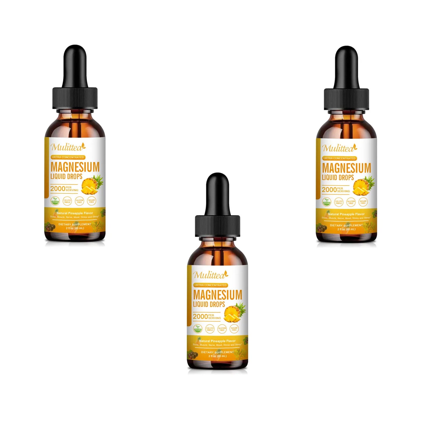 Magnesium Glycinate Drops – Pineapple Flavor | Sleep, Calm & Muscle Relaxation Peaceful Pleasures Health and Wellness 3bottles United States