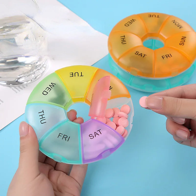 7-Day Weekly Pill Organizer | Portable Round Travel Pill Case