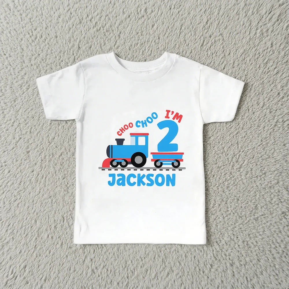 Custom Choo Choo I'm 2 Toddler Shirt | 2nd Birthday Train Tee