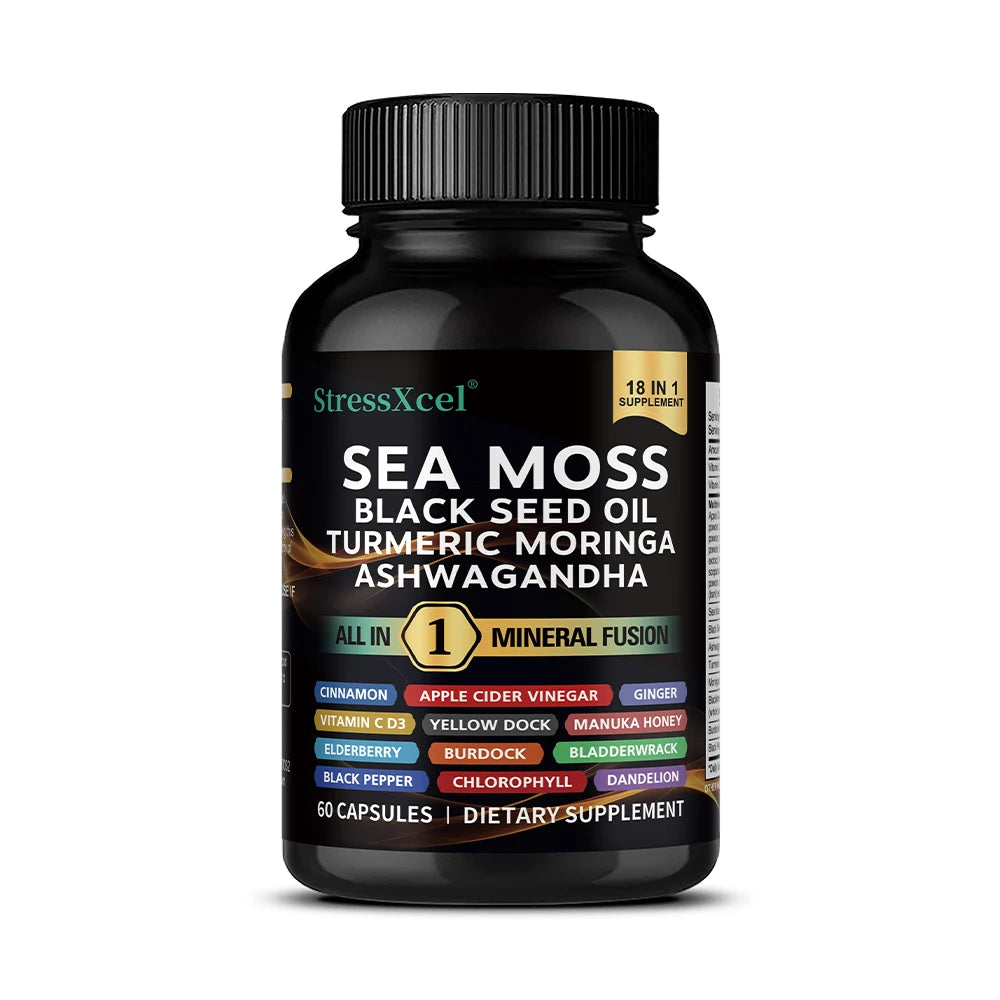Sea Moss Capsules with Ashwagandha & Black Seed Oil | Immunity