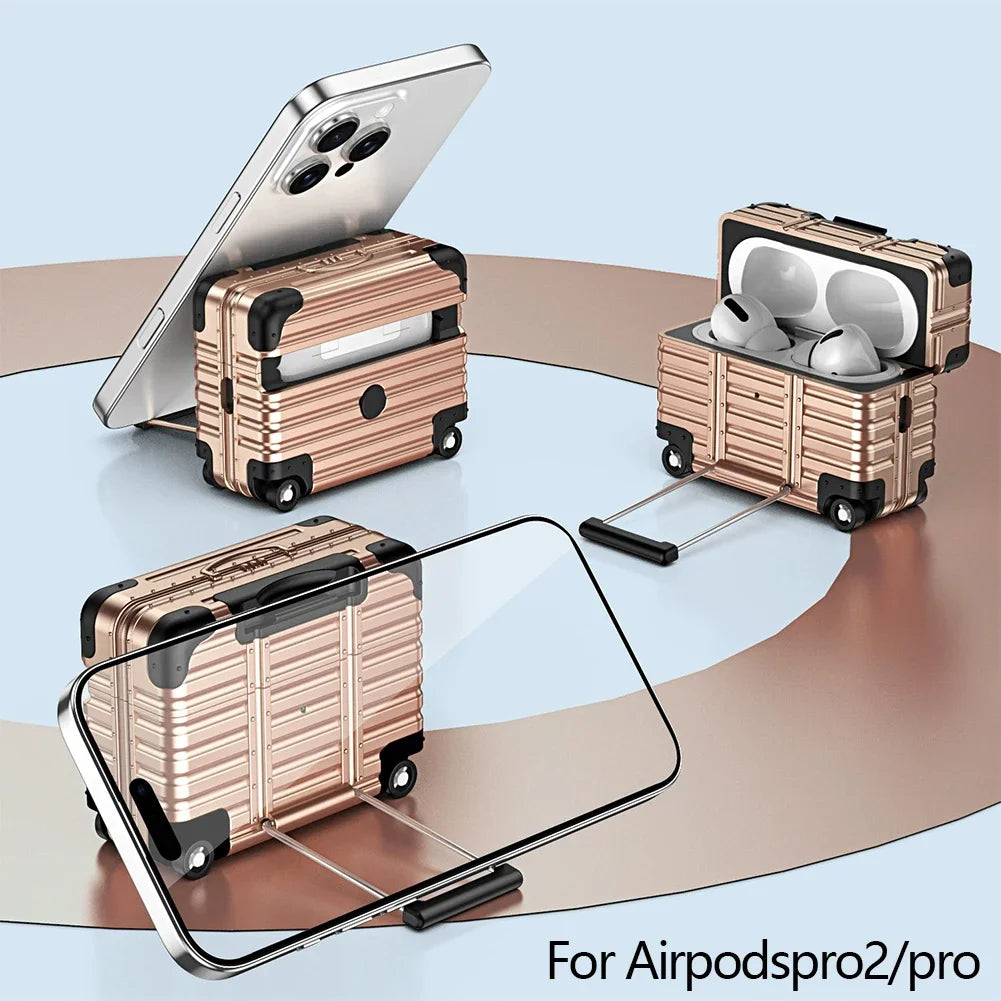 Mini Suitcase AirPods Case – Drop-Proof PC & TPU Cover