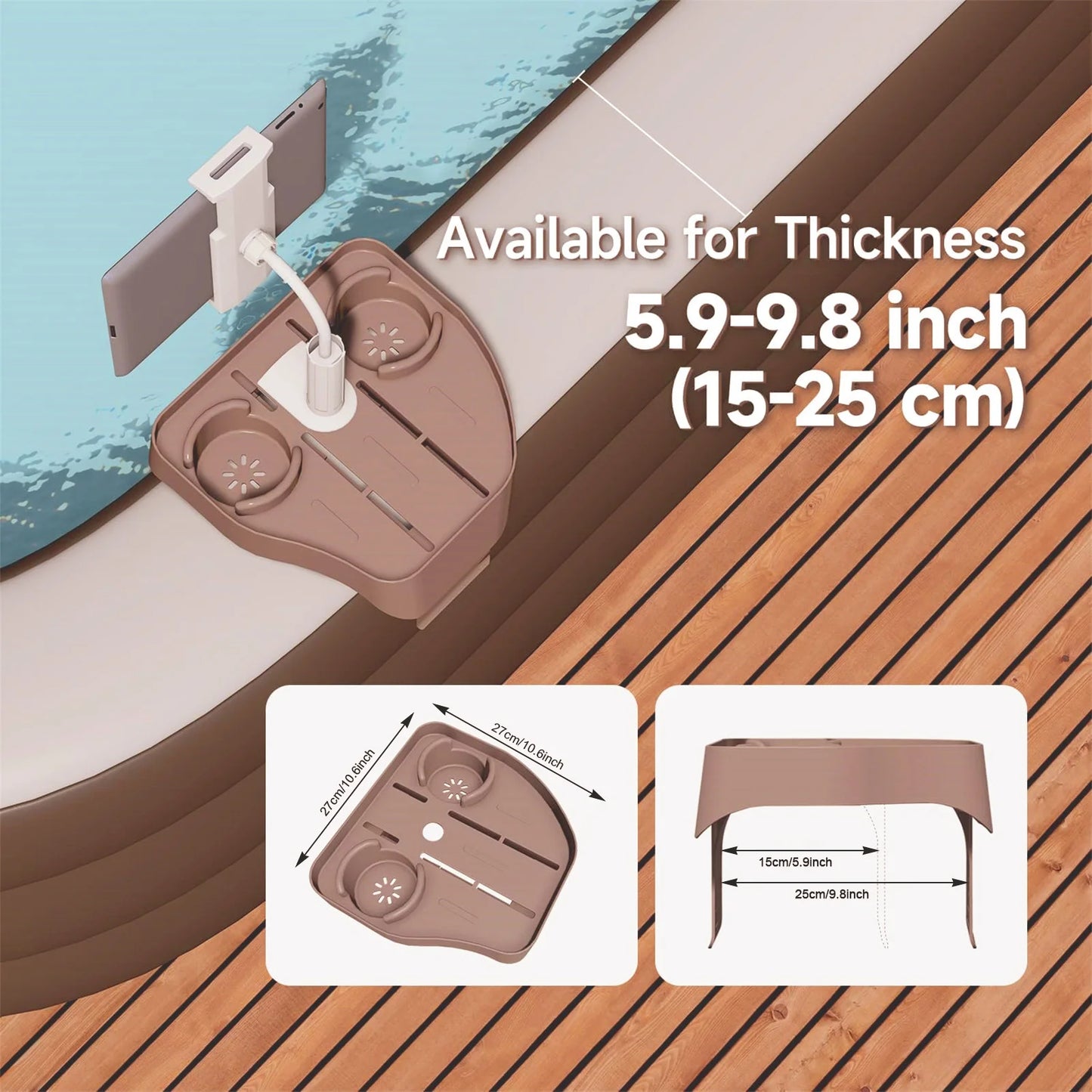 3 in 1 Pool Hot Tub with Cup Holder and Phone Mount Multifunctional Design for Swimming Pool Spa Hot Tub Bath Relaxation Peaceful Pleasures Health and Wellness