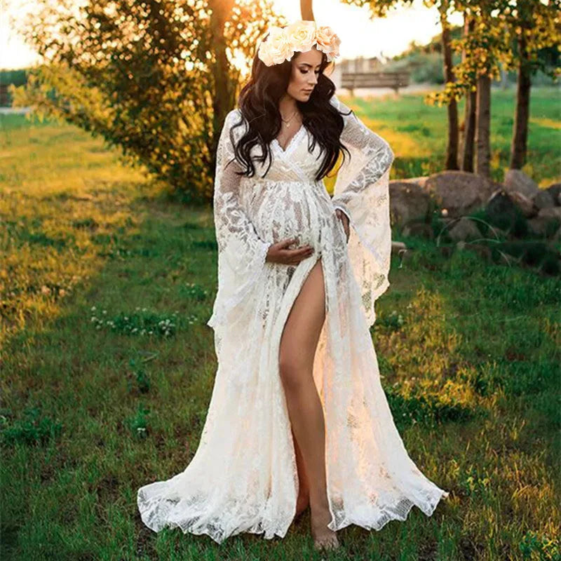 Boho Maternity Photography Outfit Dress Bohemian Pregnancy Photo Shoot Long Dresses Pregnant Woman Dress Peaceful Pleasures Health and Wellness