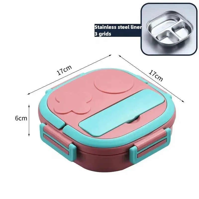 Stainless Steel Bento Lunch Box – Leakproof, Eco-Friendly Food Container for Kids & Adults Peaceful Pleasures Health and Wellness Pink 3 grids 2