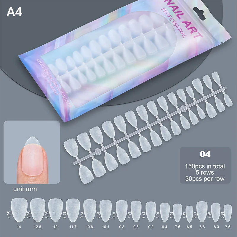 150pcs Short Matte Full Cover False Nails Coffin Square Almond Press on Soft Gel Nail Tips Manicure Extension Tools Peaceful Pleasures Health and Wellness A4