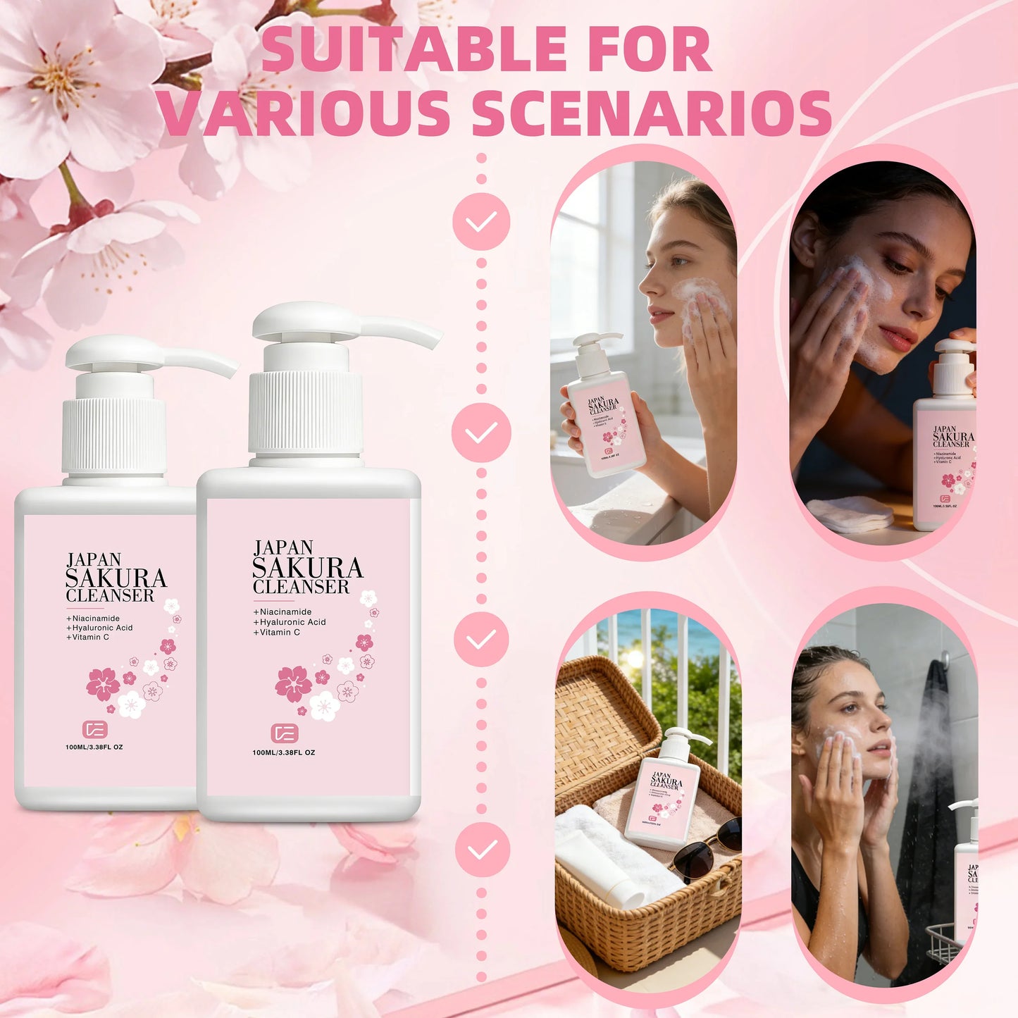 veérenae Japan Sakura Facial Cleanser 2pc – All Skin Types
