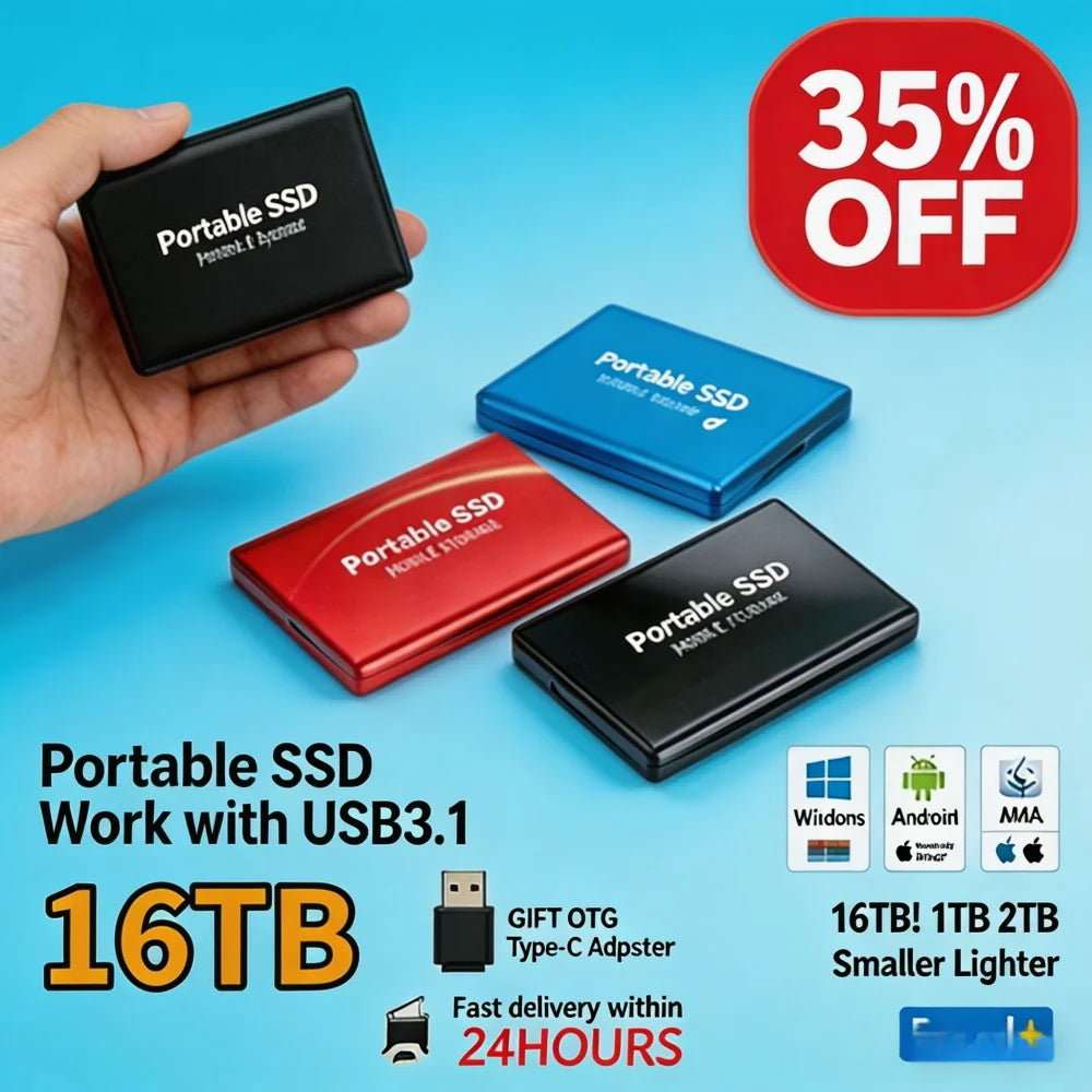 EOENKK 2TB Portable SSD USB 3.1 Ultra-Thin External Drive