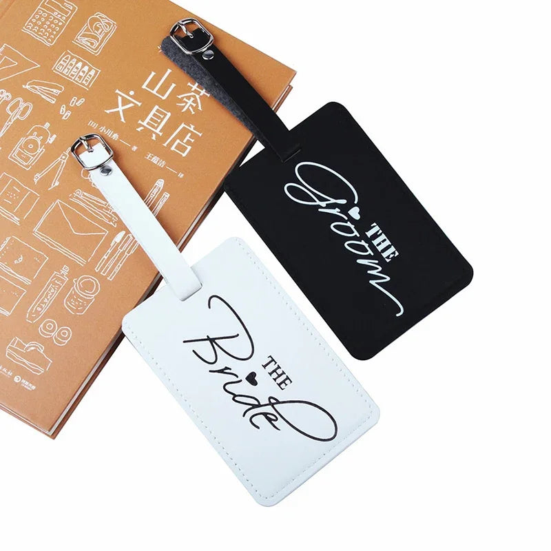 Bride & Groom Leather Luggage Tag | Honeymoon Wedding Gift