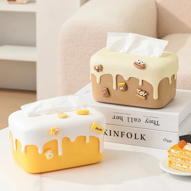 Dopamine Tissue Box High Aesthetic Home Living Room Bathroom Silicone Tissue Case Auto Lift Creative Paper Box Desktop Organizer Peaceful Pleasures Health and Wellness
