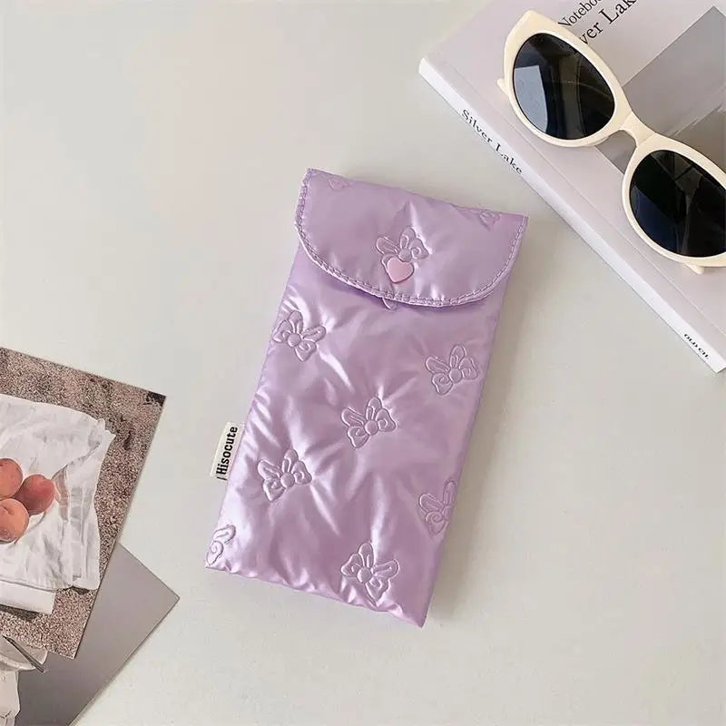Bow Embossed Pencil Case – Pen & Sunglasses Storage Bag