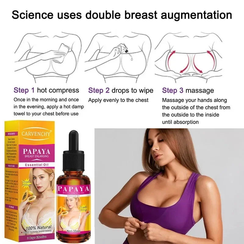 Women Breast Enlargement Oil Farming Enhancement Breast Enlarge Big Bust Enlarging Bigger Lift Papaya Chest Massage Care Oil Peaceful Pleasures Health and Wellness