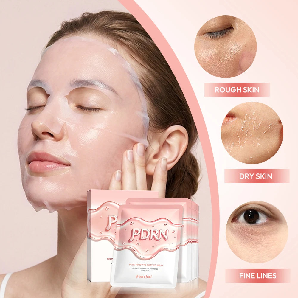Korean Salmon DNA PDRN Mask Pink Vita Coating Sheet Mask Hydrate Firm Balance Glass Skin Facial Care Mask Peaceful Pleasures Health and Wellness