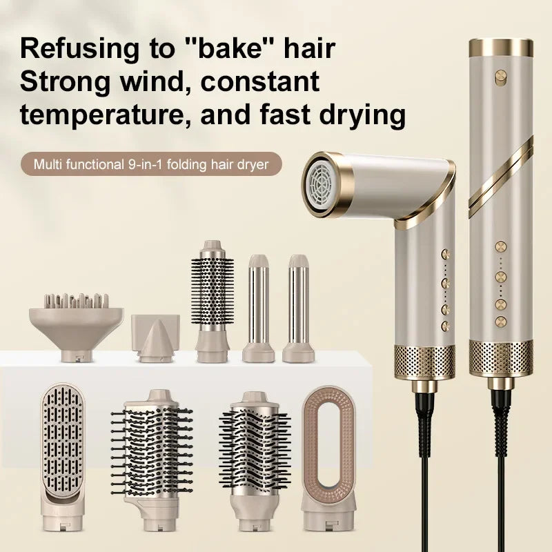 9 in 1 Hair Dryer Hot Comb Set Professional Curling Iron Hair Straightener Styling Tool For Professional Hair Dryer Household Peaceful Pleasures Health and Wellness