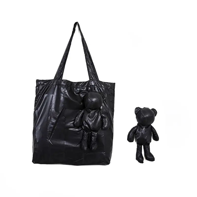 Cute Doll Foldable Tote Bag – Reusable Women's Shopping Bag