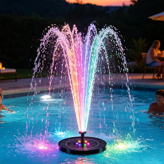 Floating Solar Bird Bath Fountain with LED Lights Water Pump for Outdoor Garden, Pool Fountain for Backyard Patio Fish Tank Deck Peaceful Pleasures Health and Wellness