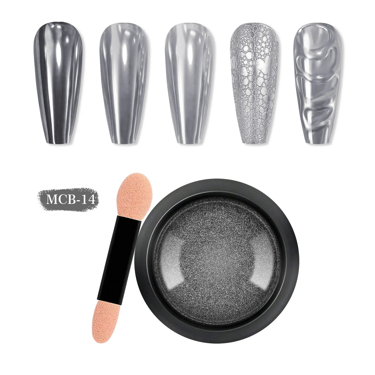 1pcs Nail Glitter Metallic Rubbing Dust Gel Polish Pigment Shinning Metal Manicure Decor Magic Mirror Powder Gold Silver Chrome Peaceful Pleasures Health and Wellness 2Pcs silvery