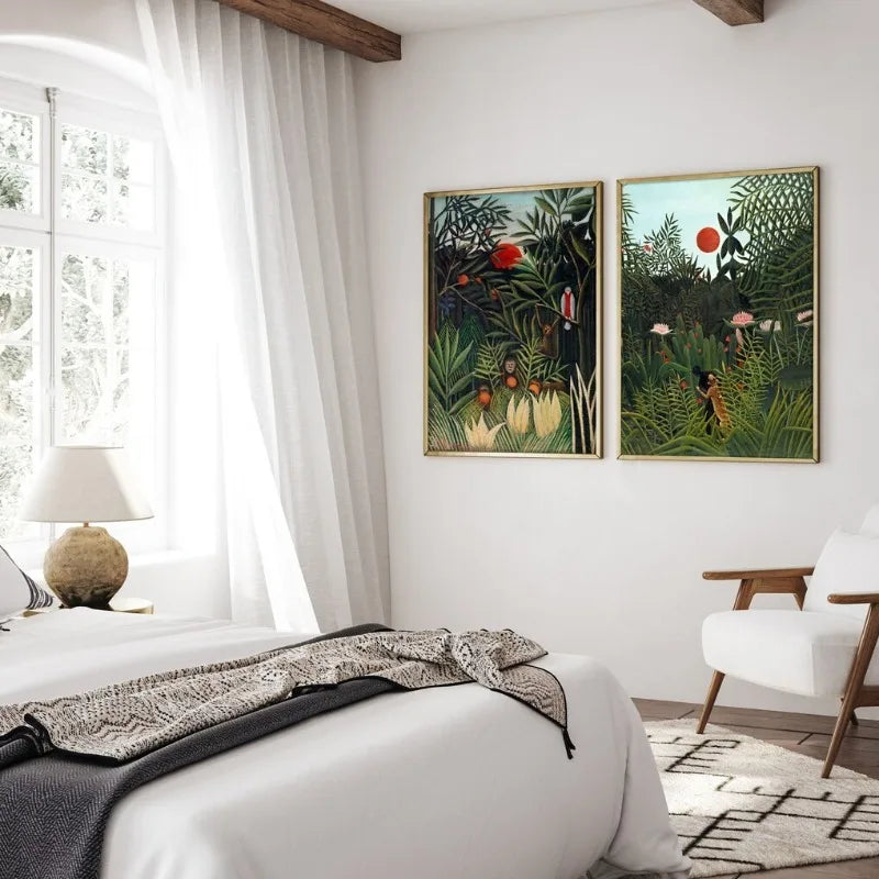 Henri Rousseau Merry Jesters Tropical Jungle Canvas Wall Art Canvas Wall Art Peaceful Pleasures Health and Wellness