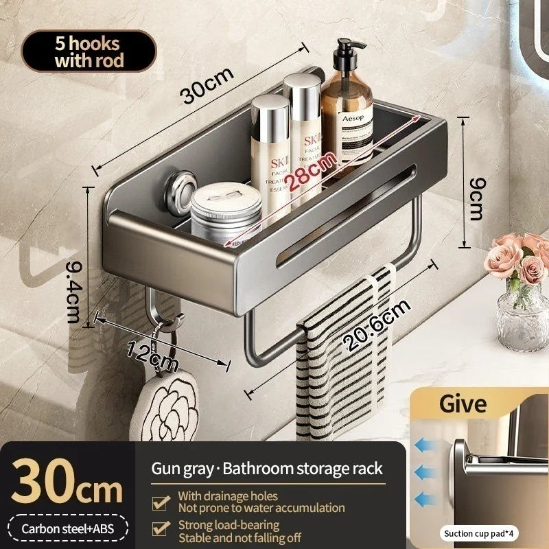 No-Drill Suction Cup Bathroom Shelf & Shampoo Holder Rack
