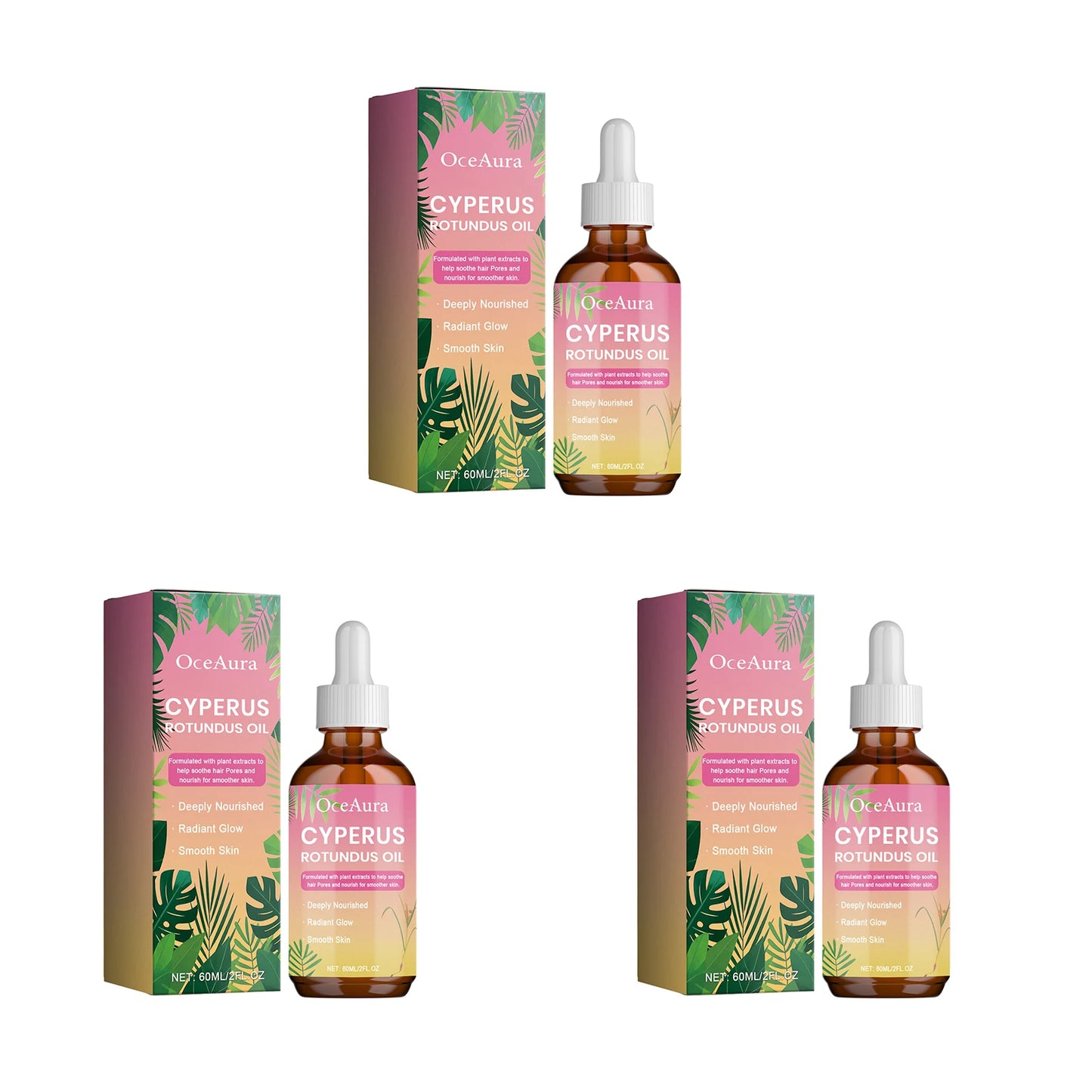 Oceaura Natural Cyperus Rotundus Oil Hair Removal Serum Armpit Legs Arms Body Hair Inhibitor Smooth Hydrating Hair Removal Oil Peaceful Pleasures Health and Wellness 180ml boxed