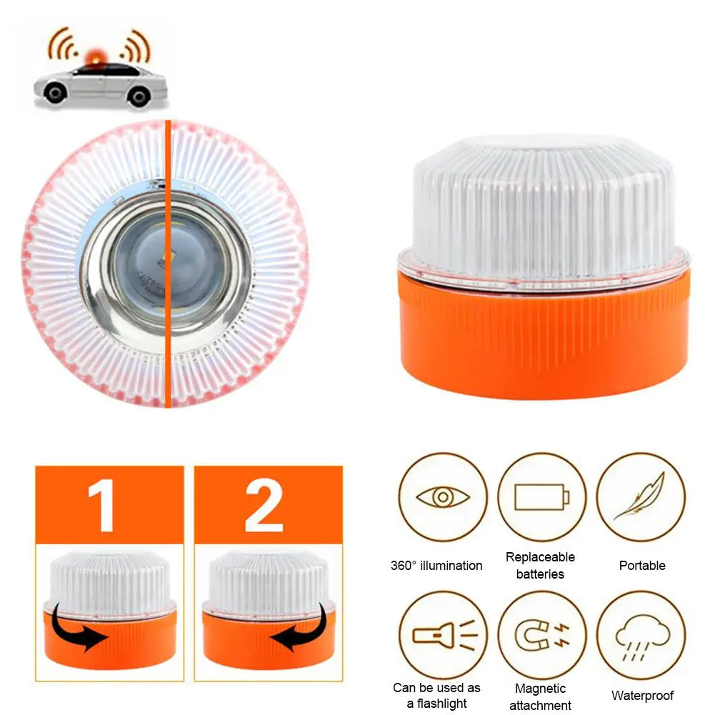V16 LED Magnetic Strobe Warning Light | Car Emergency Safety Beacon Car Warning Light Peaceful Pleasures Health and Wellness