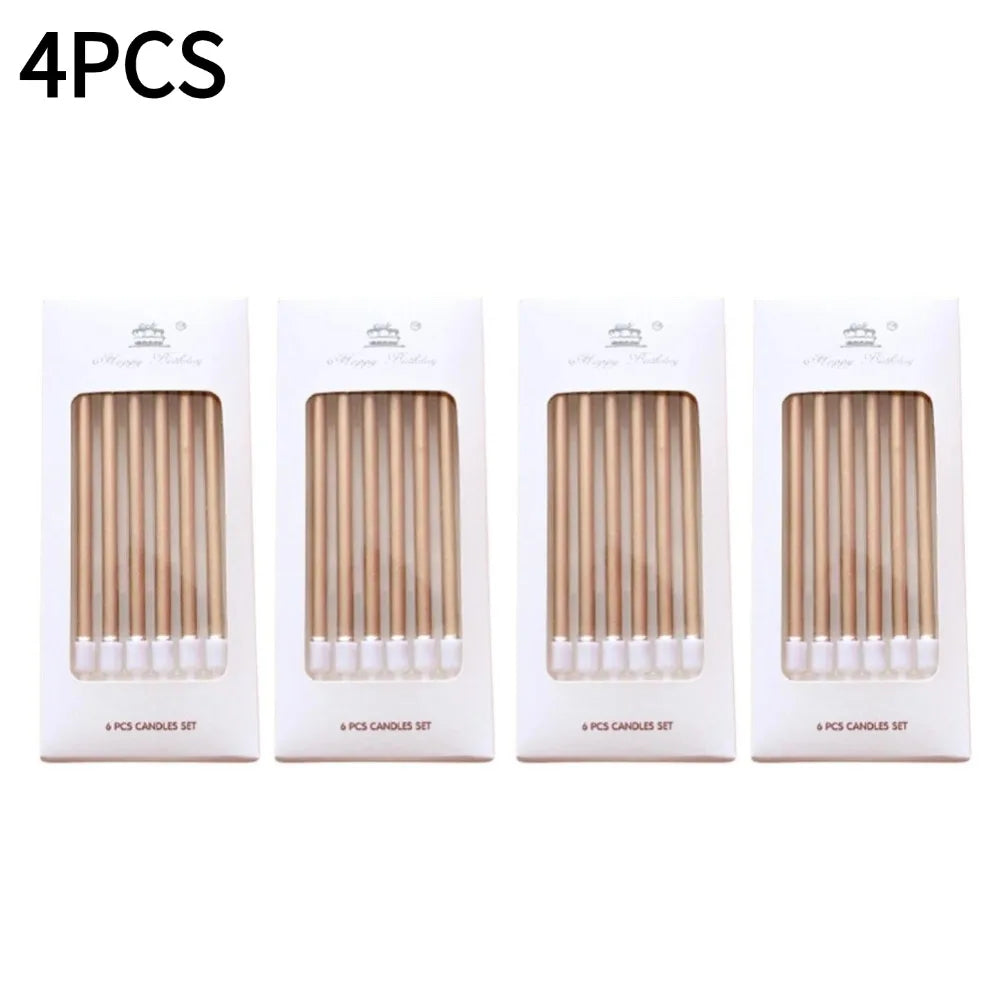 Gold & Silver Birthday Candles – Cake & Cupcake Toppers 6-Pack