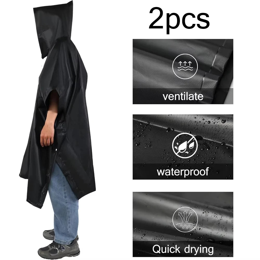 3-in-1 Waterproof Rain Poncho Hooded Outdoor Raincoat