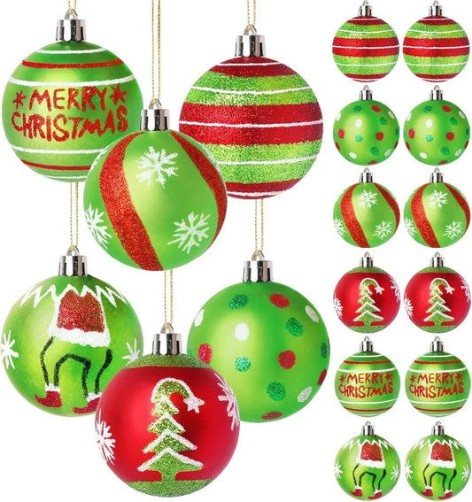 Pack of 12 Christmas Decorations Hand-painted Electroplated Plastic Christmas Ball Christmas Tree Pendant Holiday Decorations Peaceful Pleasures Health and Wellness 12pc